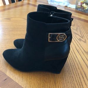 6.5 black wedge booties